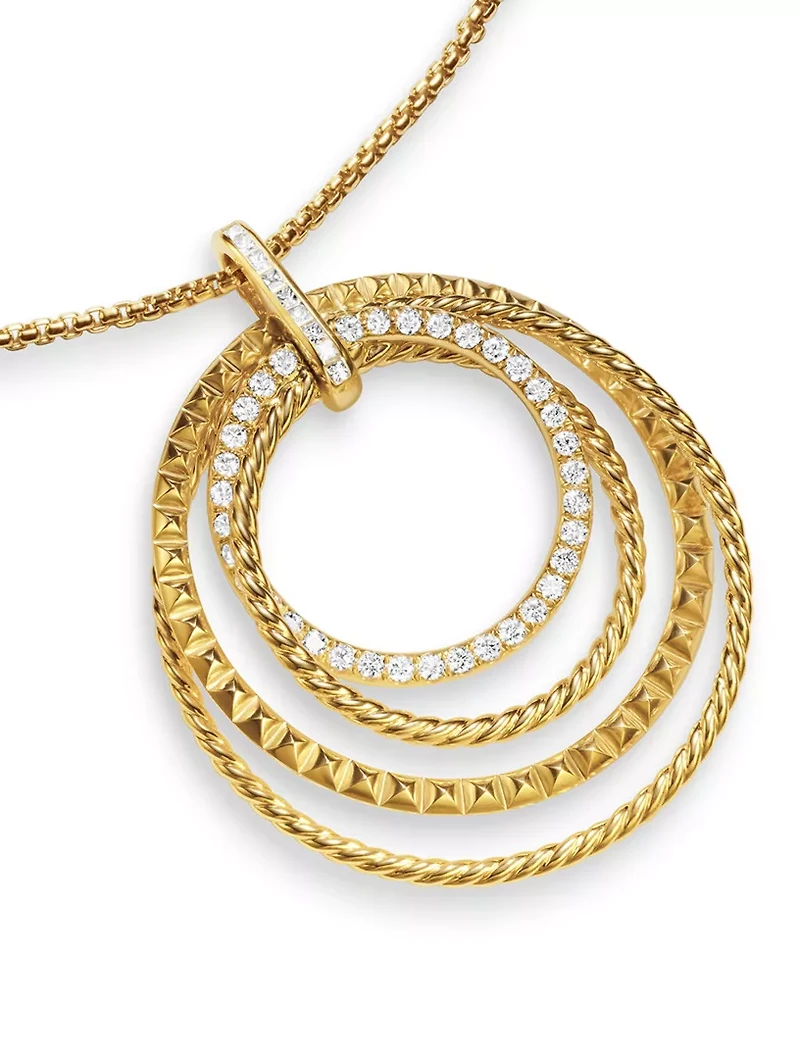 Crossover Trio Pendant Necklace In 18k Yellow Gold With Diamonds