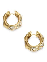 Pyramid Hoop Earrings In 18k Yellow Gold With Diamonds