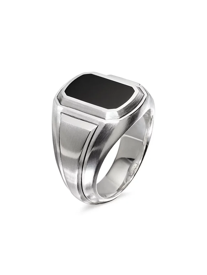 Streamline® Signet Ring Sterling Silver With Black Onyx, 18.5mm