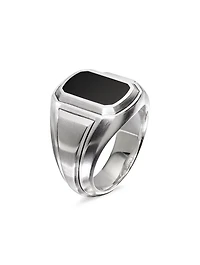 Streamline® Signet Ring Sterling Silver With Black Onyx, 18.5mm