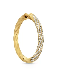 Cable Edge® Hoop Earrings In 18k Yellow Gold With Diamonds, 1.5in