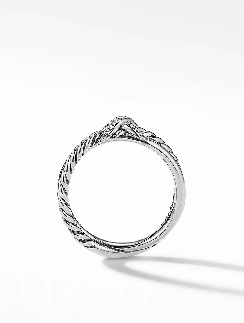 Petite X Ring Sterling Silver With Pavé Diamonds