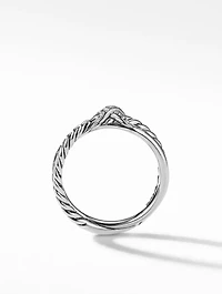 Petite X Ring Sterling Silver With Pavé Diamonds