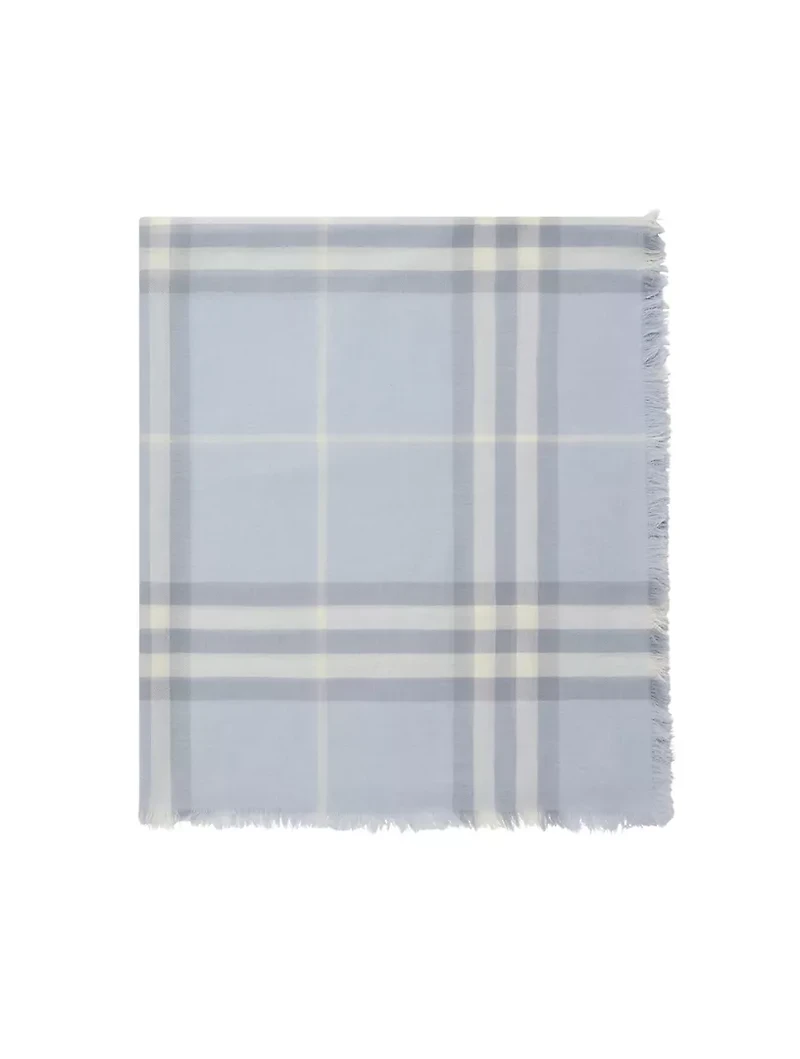 Wide Check Wool Scarf