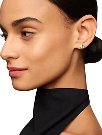 Pavé Crossover Stud Earrings In 18k Yellow Gold With Diamonds, 9mm