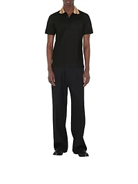 Check Collar Cotton Polo Shirt