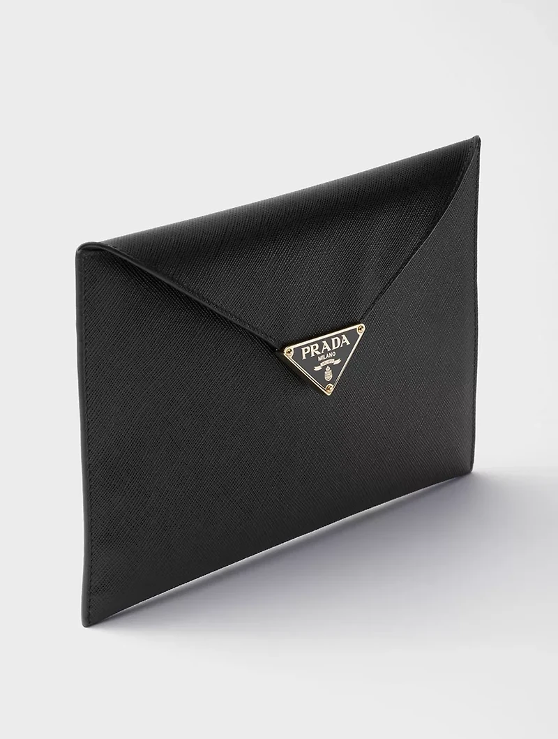 Saffiano Leather Envelope Clutch