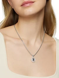 Evil Eye Mobile Amulet In 18k White Gold With Pavé Blue Sapphires And Diamonds, 20.5mm