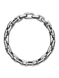 Streamline® Heirloom Chain Link Bracelet Sterling Silver With Pavé Black Diamonds, 7.5mm