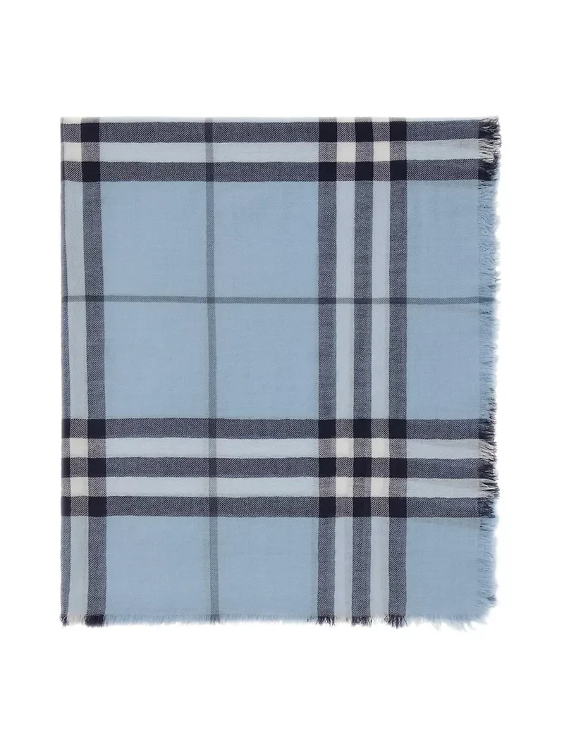 Wide Check Wool Scarf