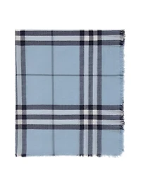 Wide Check Wool Scarf