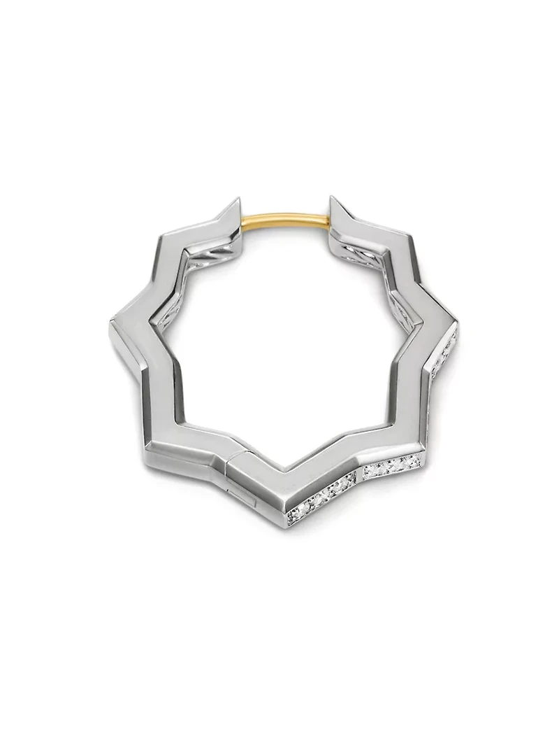 Zig Zag Stax™ Hoop Earrings In Sterling Silver With Diamonds, 22.8mm