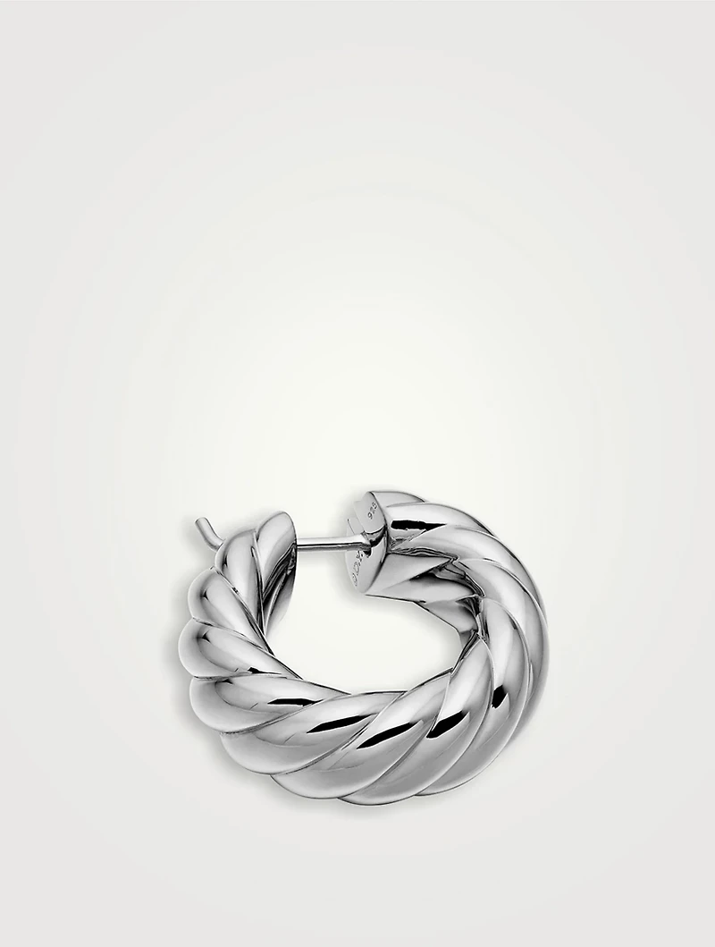 Sculpted Cable Hoop Earrings In Sterling Silver