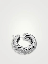 Sculpted Cable Hoop Earrings In Sterling Silver