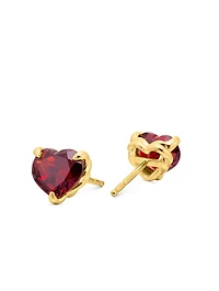 Chatelaine® Heart Stud Earrings In 18k Yellow Gold With Garnet, 8mm