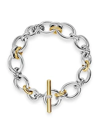 Dy Mercer® Chain Bracelet Sterling Silver With 18k Yellow Gold And Diamonds, 8mm