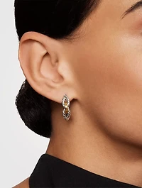 Cable Loop Hoop Earrings In Sterling Silver With 18k Yellow Gold, 22mm