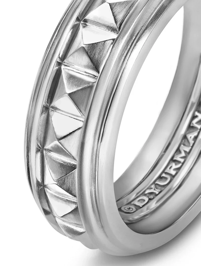 Pyramid Band Ring Sterling Silver, 8mm