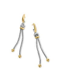 Zig Zag Stax™ Chain Drop Earrings In Sterling Silver With 18k Yellow Gold And Diamonds, 66mm