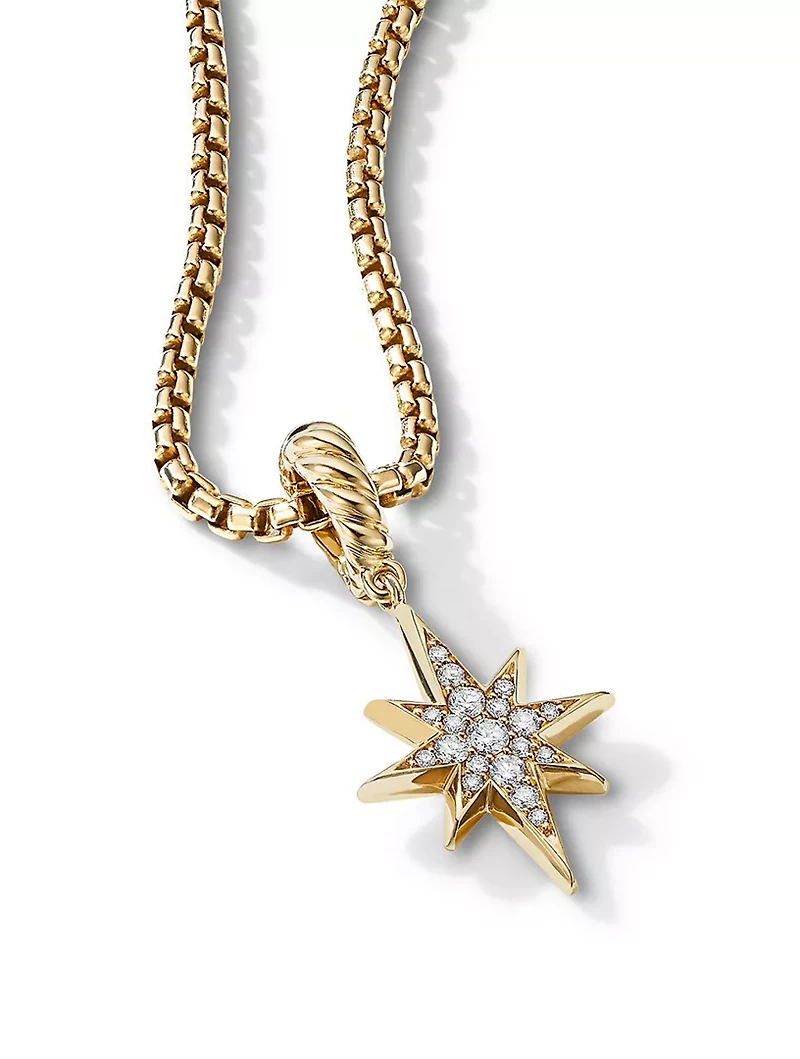 North Star Amulet In 18k Yellow Gold With Pavé Diamonds