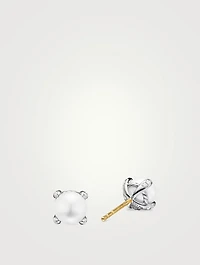 Pearl Classics Stud Earrings In Sterling Silver And Diamonds, 6.6mm