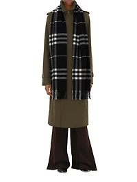 Wide Check Cashmere Scarf