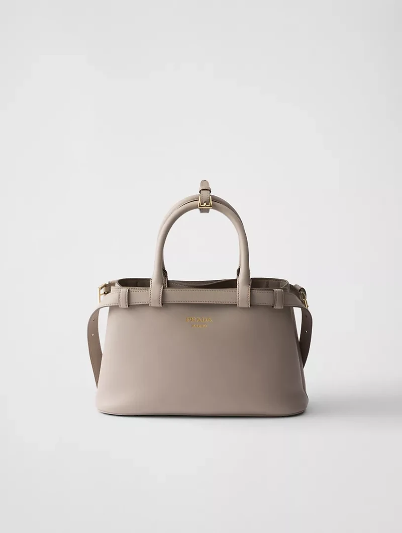 Prada Buckle Small Leather Handbag With Double Belt