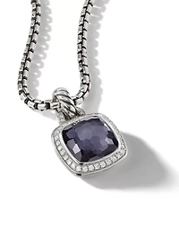 Albion® Pendant In Sterling Silver With Black Orchid And Pavé Diamonds