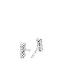 Cable Collectibles® Bar Stud Earrings In 18k White Gold With Diamonds, 9mm