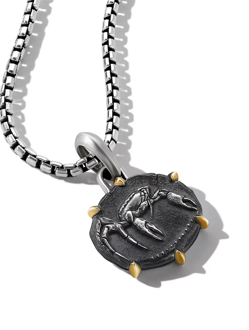 Cancer Amulet In Sterling Silver With 18k Yellow Gold