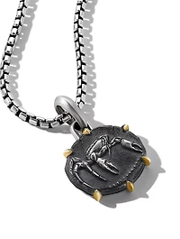 Cancer Amulet In Sterling Silver With 18k Yellow Gold