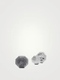 Meteorite Faceted Round Cufflinks In Sterling Silver, 16mm