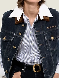 Flocked Denim And Velvet Vest