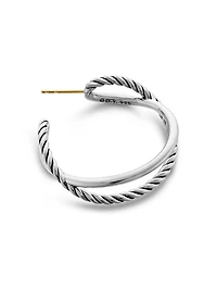 Crossover Hoop Earrings In Sterling Silver, 33.7mm