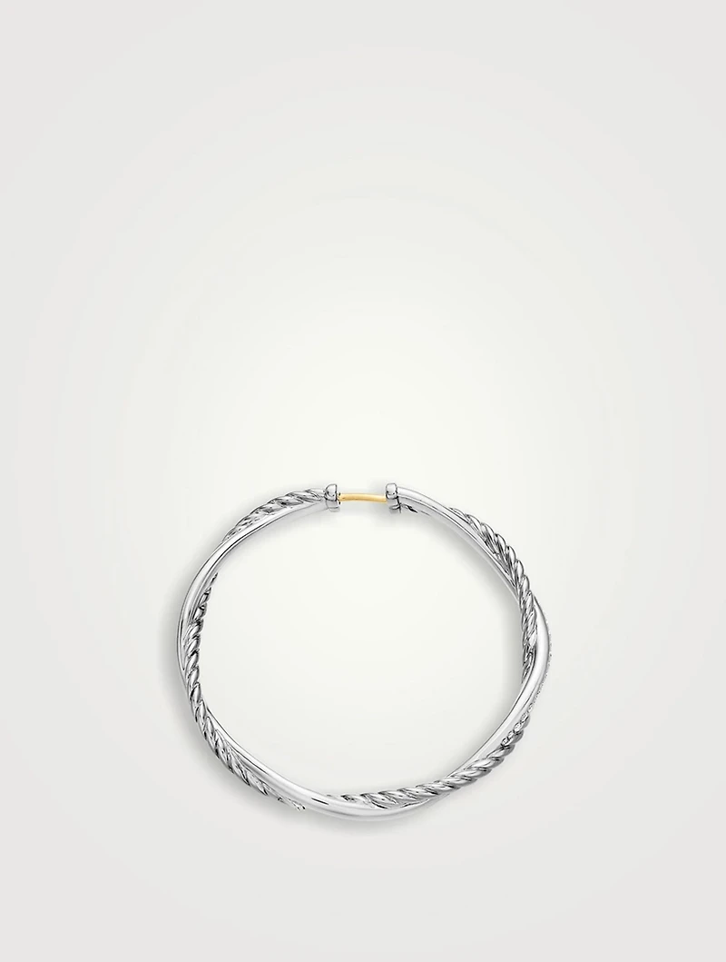 Infinity Hoop Earrings In Sterling Silver With Diamonds, 42mm