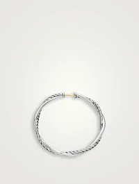 Infinity Hoop Earrings In Sterling Silver With Diamonds, 42mm