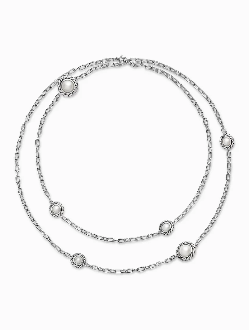 Pearl Classics Station Chain Necklace In Sterling Silver, 3mm