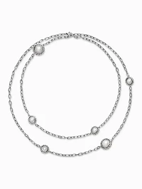 Pearl Classics Station Chain Necklace In Sterling Silver, 3mm