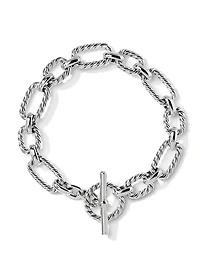 Cushion Link Chain Bracelet Sterling Silver With Blue Sapphires