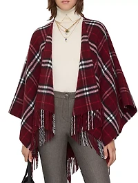 Check Wool Cashmere Cape