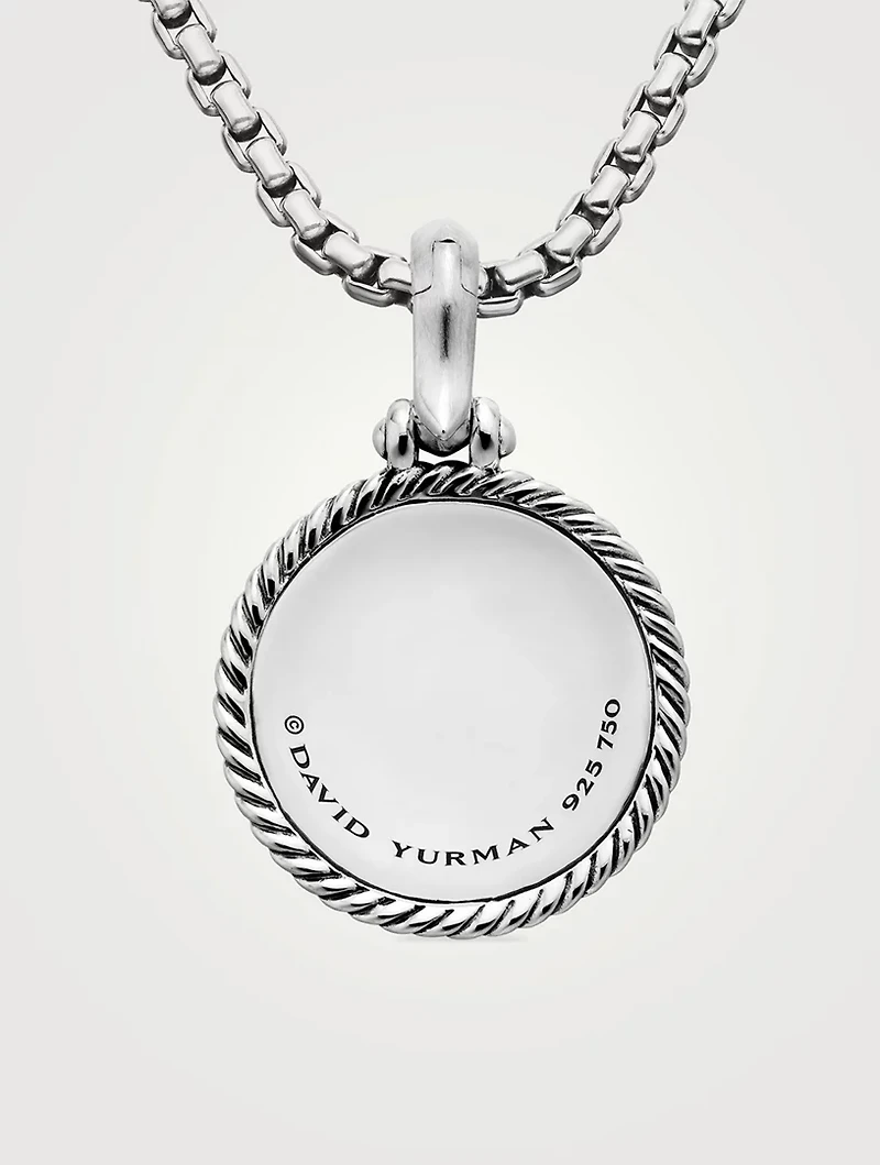 Moon And Star Amulet In Sterling Silver With 18k Yellow Gold And Diamonds, 21mm