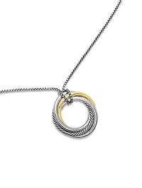 Crossover Pendant Necklace In Sterling Silver With 14k Yellow Gold