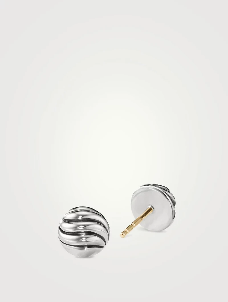 Sculpted Cable Stud Earrings In Sterling Silver, 8mm