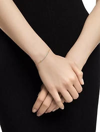Petite Pavé Station Chain Bracelet In 18k Yellow Gold With Diamonds, 1mm
