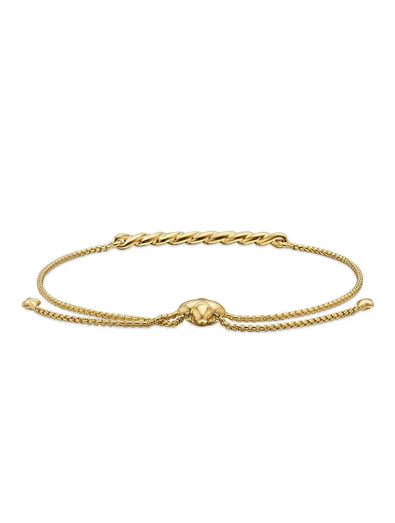 Petite Pavé Station Chain Bracelet In 18k Yellow Gold With Diamonds, 1mm