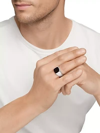 Streamline® Cushion Signet Ring Sterling Silver With Black Onyx, 14mm