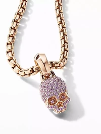 Skull Charm With Full Pavé Pink Sapphires And 18k Rose Gold