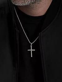 Cable Cross Pendant In Sterling Silver