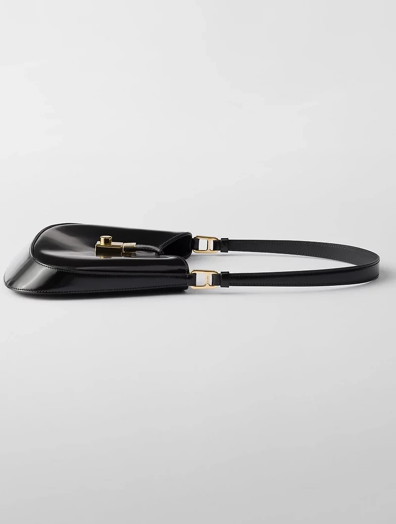 Prada Cleo Brushed Leather Shoulder Bag With Clasp Closure