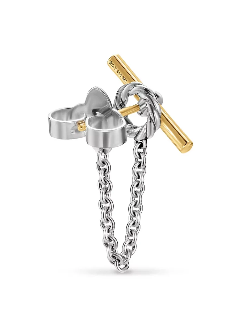 Dy Mercer® Petite Toggle Chain Stud Earrings In Sterling Silver With 18k Yellow Gold, 38.2mm